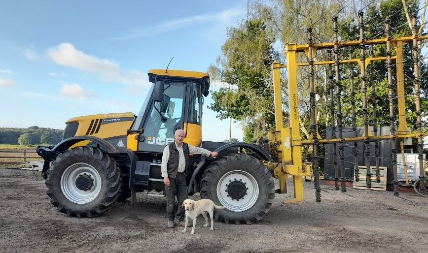 Robert Rooke with the Claydon Straw Harrow.